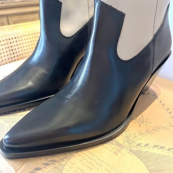Free People Twin Flames Leather Western Cowboy Boots in Black/Ivory NEW in box - Picture 9 of 15